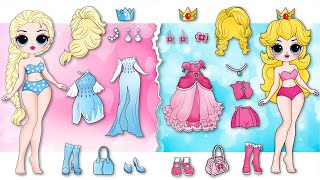 Elsa & Peach Princess Get NEW FASHION 😍 / DIYs Paper Dolls & Crafts