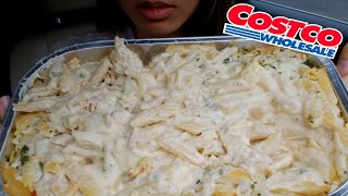 ASMR EATING 🧀🧀🧀  CHEESY ALFREDO PASTA COSTCO REAL SOUND CAR MUKBANG WHISPERING TWILIGHT SHOW