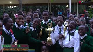 Alliance Girls High School students cheer during #MashujaaOpen2023 at German School, Nairobi