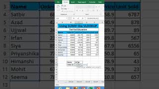 Using sumif like vlookup in #microsoft #excel #msexcel #shorts #computer #education #tricks