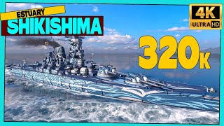 Линкор Shikishima на карте Sleeping Giant, урон 320к - World of Warships