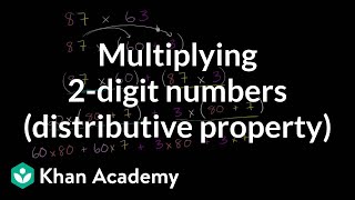 Multiplying: 2 digits numbers (using distributive property) | 4th grade | Khan Academy
