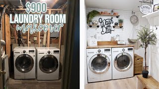 SMALL LAUNDRY ROOM MAKEOVER | Extreme budget of $900 | Grand Renovation Series 2021