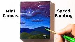 🎵 Acrylic Painting of a Night Sky Landscape | Mini Painting Series #3