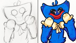 How To Draw and Paint [Huggy Wuggy] - Friday Night Funkin