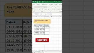 Excel's YEARFRAC Function