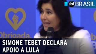 Simone Tebet anuncia apoio a Lula no 2º turno e diz que não cabe omissão | SBT Brasil (05/10/22)