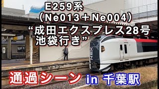 E259系（Ne013＋Ne004） “成田エクスプレス28号 池袋行き” 千葉駅7番線を通過する 2020/01/08