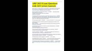 ARF 2023 Exam Questions with All Correct Answers