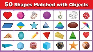 50 Shapes with Everyday Object name II Names of Geometric Shapes II Geometry shape name in English