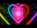 Heart Tunnel Background 🌈Rainbow Heart Tunnel | Neon Heart Background Video [10Hours]