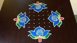 11×1dots beautiful sankranti chukkala muggulu🌷|easy sankranti rangoli|Pongal kolams#Rang Kaa Rangoli