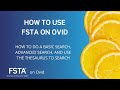 How to use FSTA on Ovid: How to do a basic search, advanced search, and use the thesaurus to search