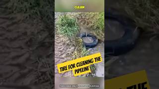 Watch This Man Clean a Pipe with a Tractor and Tire! 🚜🔧 #tires #shorts