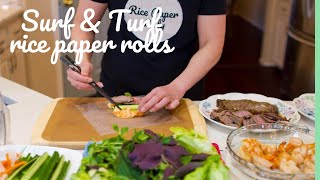 surf and turf rice paper rolls