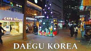 【Downtown Daegu Walk 4k】 Christmas Ambiance On The Streets Of Korea.