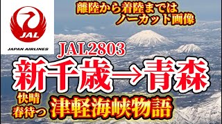 【JAL】JAL2803便　札幌　新千歳→青森　快晴　春待つ北海道・津軽海峡・青森県