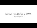 Native Modifier in JAVA