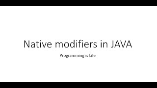 Native Modifier in JAVA
