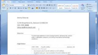 Formatting a Microsoft Word Document