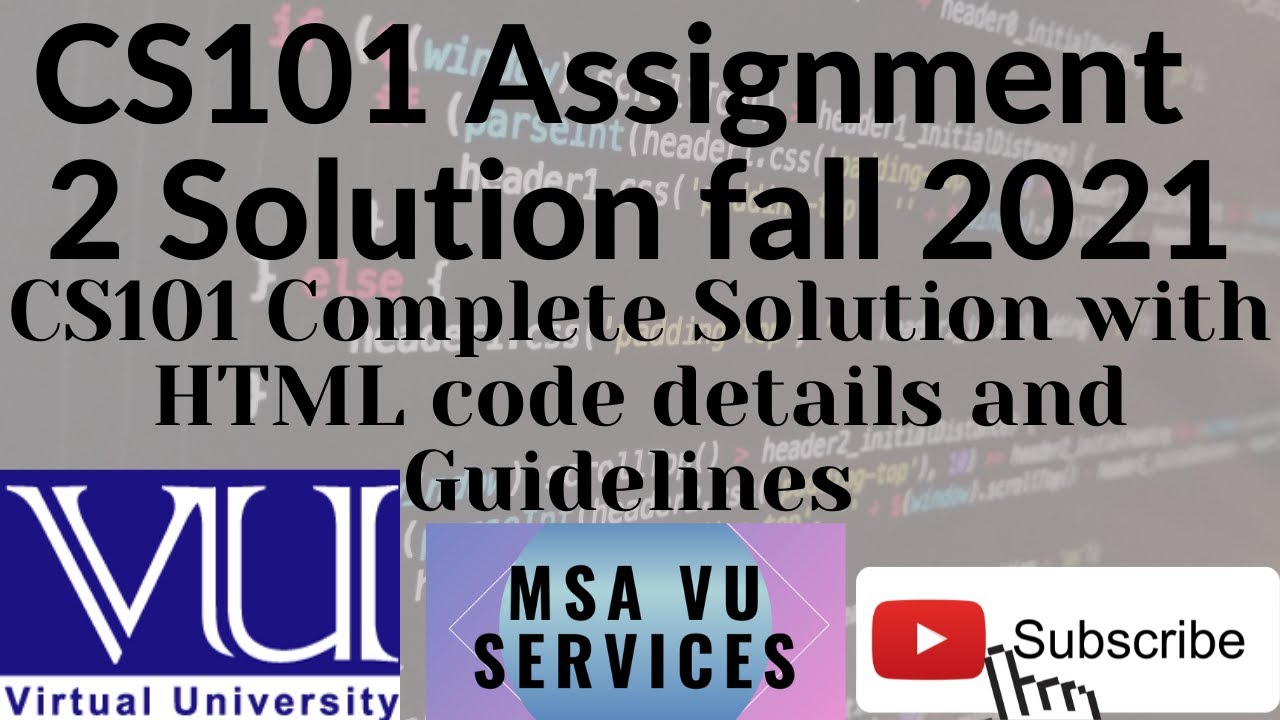 Cs101 Assignment 2 Solution Cs101 Assignment 2 Solution Fall 2021