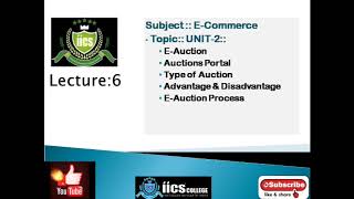 E-COMMERCE | Lecture-7 | E-Auction | Process Of Auction | By Javed Sir | IICS COLLEGE