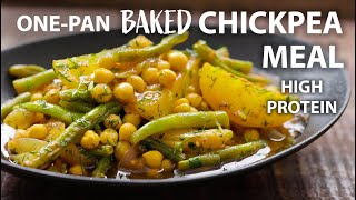 One Pan Baked Chickpea and Vegetable Recipe | Easy Vegetarian and Vegan Meals | Chickpea recipes