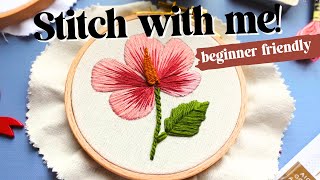 Rose of Sharon Full Embroidery Tutorial For Beginners | Learn Embroidery | Floral Pattern Designs