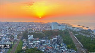 [日の出] 神戸ライブカメラ 舞子公園  Kobe LIVE Webcam Archive [3/10夜-朝] JR神戸線 山陽電車 阪神電車