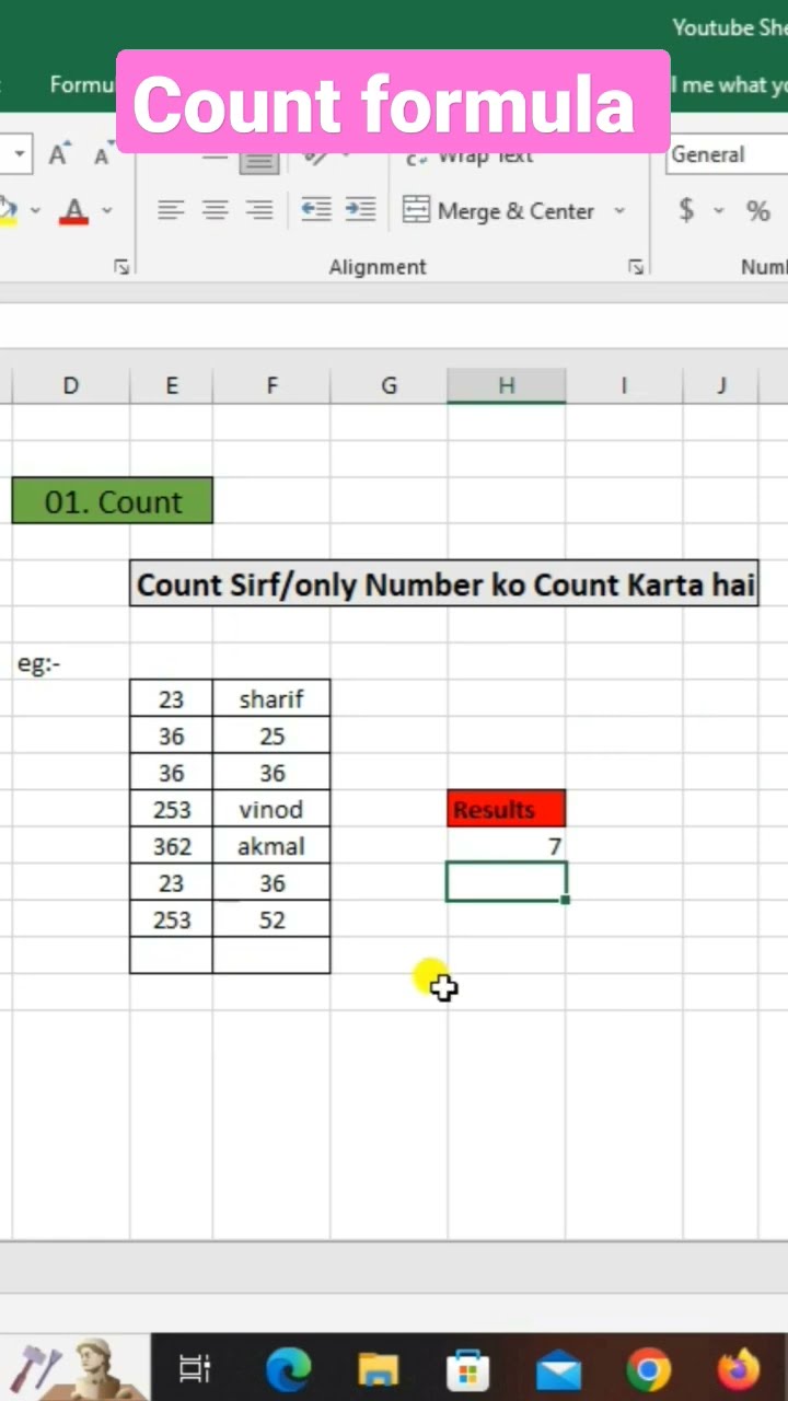 count Число Только в Excel #count #shorts #tipsexcel #short #number #excel #tips @letsstudyexam16