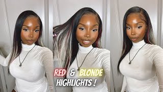 HOW TO| HIGHLIGHTS & INSTALL RED and BLONDE ON BLACK HAIR