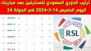 جدول ترتيب الدوري السعودي للمحترفين بعد مباريات اليوم الخميس 14-3-2024 في الجولة 24