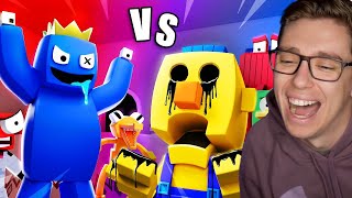 Reacting To RAINBOW FRIENDS vs DONT HUG ME I m Scared This is hilarious