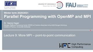 Parallel Programming 2020: Lecture 9 - Point-to-point communication with MPI