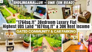 #SHOLINGANALLUR #OnRoad “1764sft” #3Bedroom “1074sft UDS #FlatForSale ₹30K #Rental #Income @ ₹1.07Cr