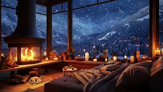 Snowstorm, Breathtaking View, Crackling Fire & Cats - Winter Ambience for Sleep, Relax or Study