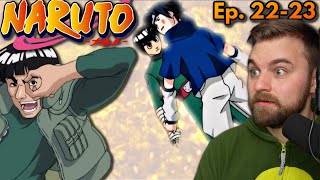 Sasuke vs Rock Lee! | One Piece Fan Reacts to Naruto Episodes 22 & 23