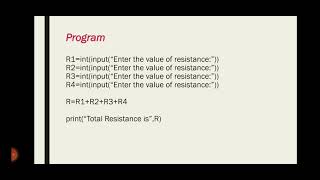 python code to find the total resistance