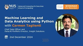 Online Webinar | Machine Learning & Data Analytics using Python | NUS School of Computing | 2024