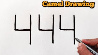 How to draw Camel From Number 4 | Easy Camel Drawing Video | Number Drawing