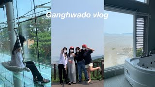 [vlog] 7년지기 친구들과 강화도 뚜벅이여행🚶🏻‍♀️ | 강화도에서 뚜벅이가 살아남기:: 강화풀빌라 강화루지 꼬막한상 바베큐