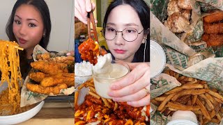 TIKTOK Mukbang Compilation | Wingstop, Cane's, Korean Fried Chicken, In-N-Out \u0026 More!