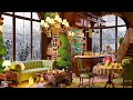 snowing on window ambience u0026 relaxing jazz music to unwind good mood☕smooth jazz instrumental music