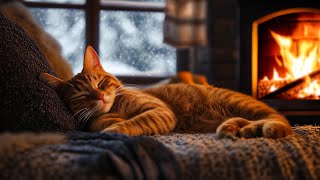 Sleep with Purring Cat and Fireplace Sounds 🔥 ASMR Video for Your Deep Sleep