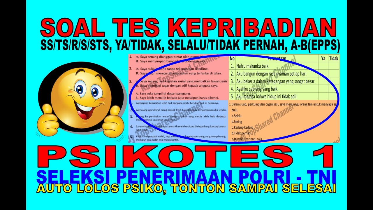 Soal Psikotest Kepribadian Cara Mengisi Soal Psikotes Tes Kepribadian