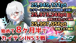 【ブルアカ】チナトロ編成の妥協版！大決戦カイテンジャー INSANE 屋外 特殊装甲2594万pt / 軽装備2597万pt / 重装甲2599万pt