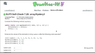Java Practice It | Self-Check 7.26: arrayMystery3 | arrays, syntax, array basics