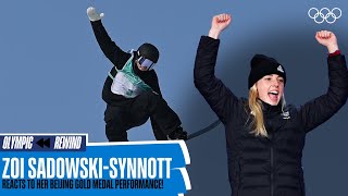 Zoi Sadowski-Synnott reacts to her Beijing 2022 gold medal performance!