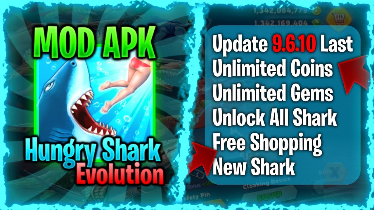 Hungry Shark Evolution Mod Apk 9.6.10 : Unlimited Coins, Gems, Unlock ...