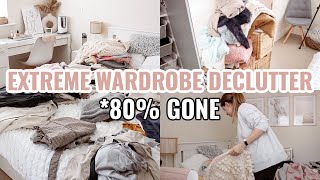 I got rid of 80% of my clothing 😳 EXTREME WARDROBE DECLUTTER | MESSY TO MINIMAL Closet Declutter